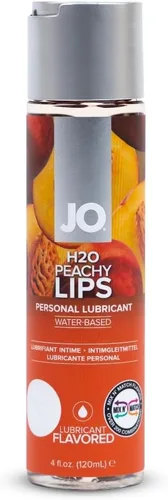 JO H₂O Lubricante con sabor a durazno – Lubricante personal comestible a base de agua, labios de durazno sin azúcar, 4 onzas líquidas