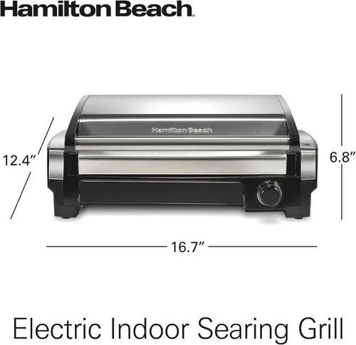 Miniatura 8 de Hamilton Beach Parrilla eléctrica para interiores con control de temperatura ajustable hasta 450F, superficie de 118 pulgadas cuadradas, sirve