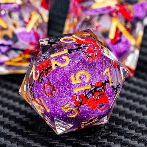 Miniatura 9 de ARUOHHA - Juego de dados azules de resina DND de 7 piezas, juego de dados translúcidos hechos a mano para RPG, juego de dados poliédricos de borde
