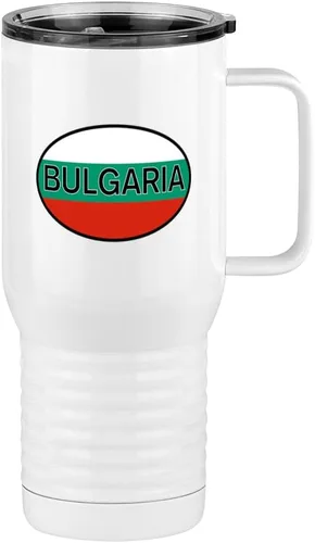 Miniatura 20 de Just So Posh Vaso de bandera de país, diferentes banderas ovaladas europeas en cada lado, taza de café de viaje con asa y tapa deslizante