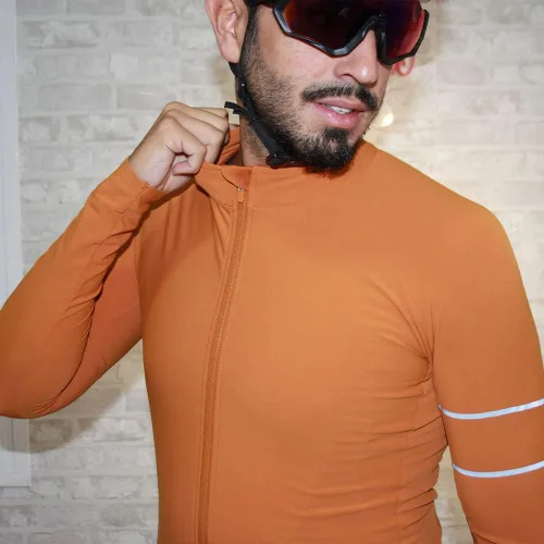 Miniatura 5 de YKYWBIKE Camisetas de ciclismo de manga larga de forro polar para mantener el calor, chaquetas de ciclismo para hombre, suéter de ciclismo
