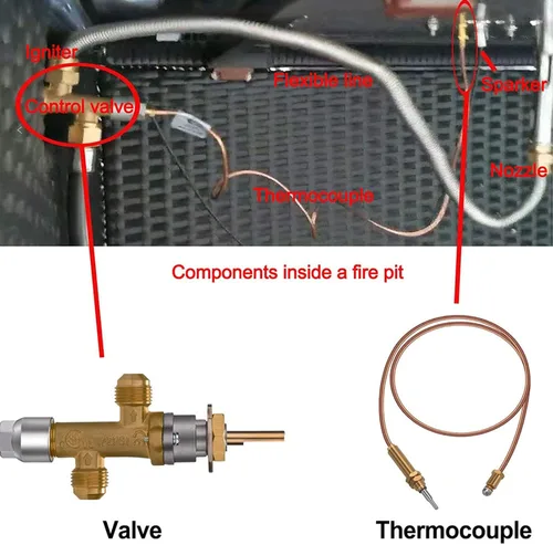 Miniatura 3 de kingsea Kit de válvula de control de seguridad de falla de llama de gas propano GLP de baja presión con entrada y salida de 3/8 de pulgada a 18 UNF