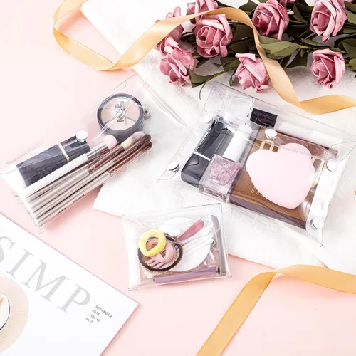Miniatura 7 de HINZIC Paquete de 3 bolsas de cosméticos transparentes, de diferentes tamaños, portátiles, impermeables, de PVC, organizador de maquillaje