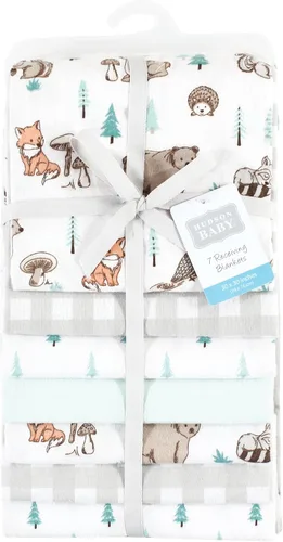 Miniatura 2 de Hudson Baby Unisex Baby Cotton Flannel Receiving Blankets Bundle, Neutral Woodland Pals, One Size (Pack of 2)