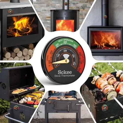 Miniatura 6 de Medidor magnético de temperatura de estufa, termómetro de estufa multicombustible para gas, madera, estufas de pellets y chimeneas (1 unidad)