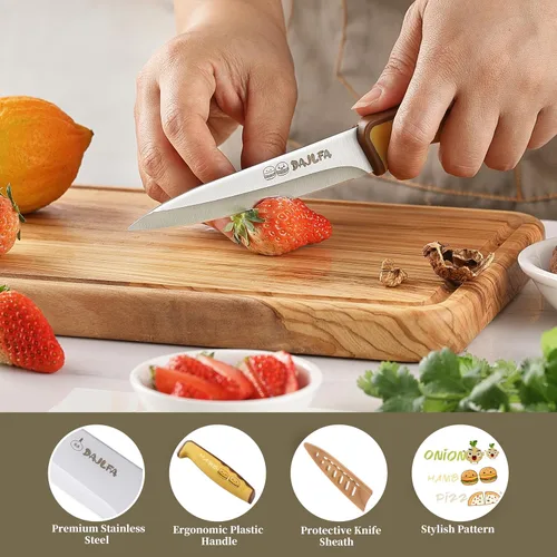 Miniatura 3 de 3 cuchillos de cocina, juego de cuchillos de acero inoxidable con funda, chef de 8 pulgadas, utilidad de 4.5 pulgadas y cuchillo de pelar de 4