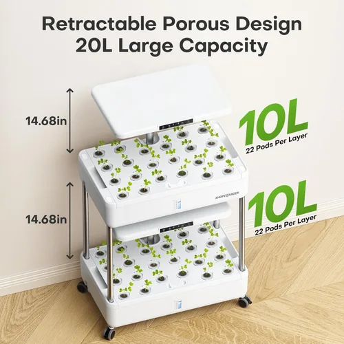 Miniatura 5 de Ahopegarden Sistema de cultivo hidropónico para jardín interior, 44 vainas de germinación de jardín de plantas y hierbas con luz LED de crecimiento