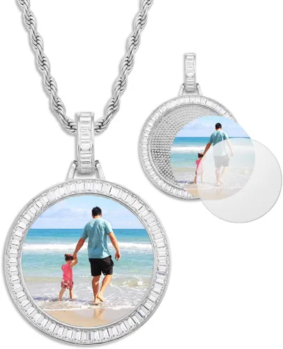 Miniatura 8 de YIMERAIRE Picture Necklace Personalized Photo Blank Pendants Charms Necklace Custom Picture Necklaces Round/Heart/Angel Wings Rhinestone Bezel