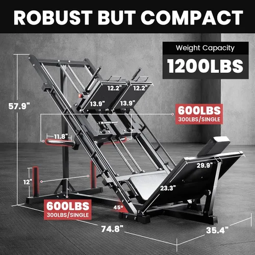 Miniatura 3 de LIONSCOOL Upgraded 3-in-1 Leg Press Hack Squat Machine with Weight Storage, Professional Adjustable Iso-Lateral Trainer with Linear Bearing for Home