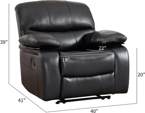 Miniatura 2 de EBELLO Americana - Silla reclinable manual de piel sintética, sofá reclinable individual minimalista con reposapiés, reposacabezas y reposabrazos