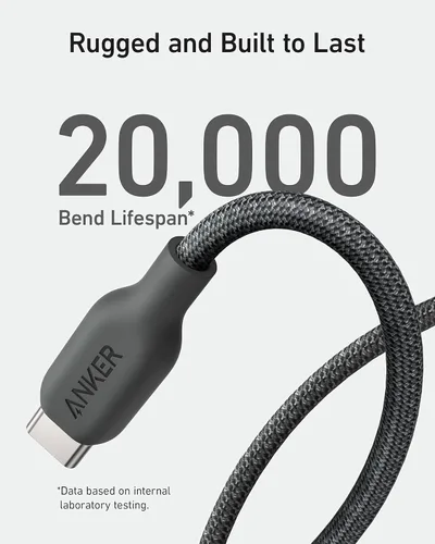 Miniatura 4 de Anker Cable de carga bio-Briaded, duradero USB A a USB C para Samsung Galaxy Note Series, LG V30 (paquete de 2, 6 pies, negro)