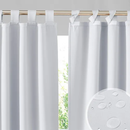Miniatura 20 de RYB HOME Cortinas para Exteriores para Patio - 2 Paneles Cortinas para Exteriores Desmontables con Parte Superior Adhesiva Impermeables Opacas