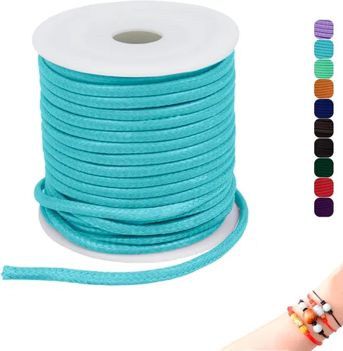 Miniatura 16 de CAMAL Cuerda de cera de 0.069 pulgadas para hacer pulseras, hilo encerado de 23 yardas para joyería y pulsera, cordón encerado para manualidades