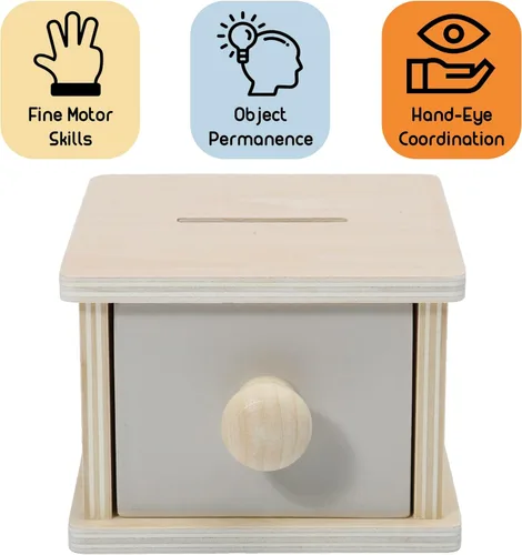 Miniatura 3 de Caja de Monedas Montessori, Juguetes Montessori para Niños de 1 Año, Monedas para Bebés, Juego de Madera, Bola de Madera, Cajón Infantil, 1+