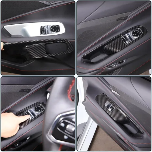 Miniatura 4 de Sekhyna Cubierta del panel de interruptor de elevación de ventana compatible con Chevrolet Corvette C8 Coupe Stingray 2020 2021 2022 2023 ABS 2