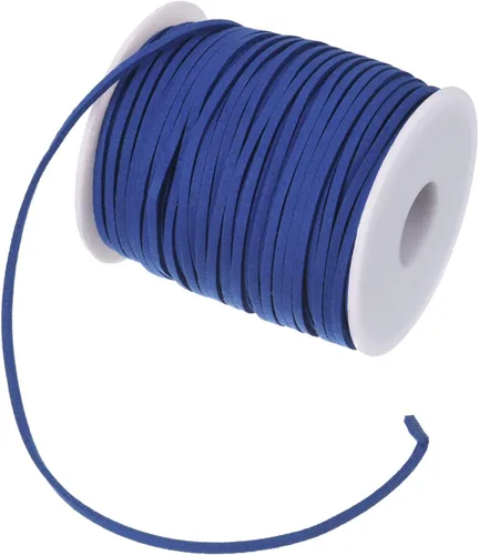 PATIKIL Cordón de gamuza con carrete en rollo de 0.118 in, 50 yardas, cordón plano de piel sintética para collares, pulseras, joyería, cuentas, Azul