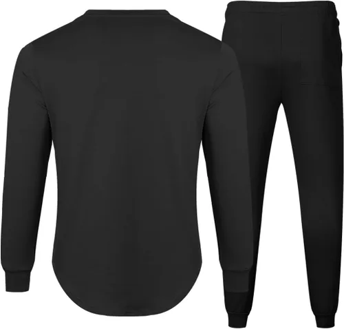 Miniatura 2 de JMIERR Conjunto de 2 piezas para hombre, sudadera de algodón de color liso, sudadera y pantalones deportivos