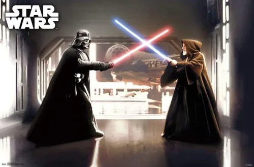 Miniatura 17 de Star Wars: Saga - First Duel Wall Poster, 22.4L x 14.7W, Barnwood Framed Version