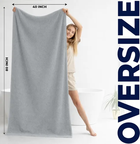 Miniatura 125 de DAN RIVER Paquete de 2 sábanas de baño de 35x70 pulgadas, sábanas de baño jumbo acanaladas para adultos, toallas grandes gruesas y absorbentes