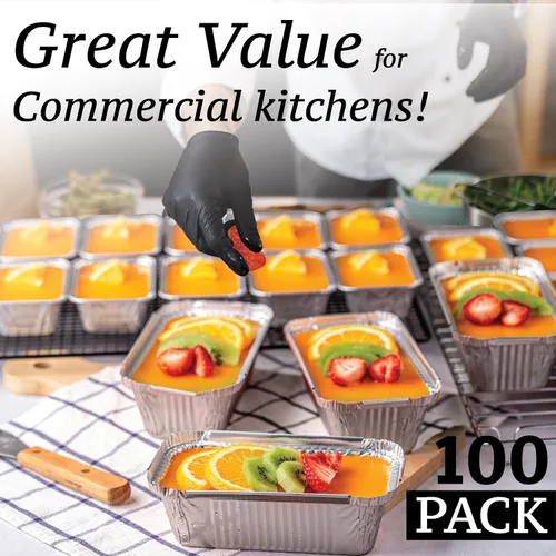 Miniatura 3 de (Paquete de 110 moldes para pan de aluminio con tapas, moldes de pan desechables para hornear, recipientes para almuerzo, platos para hornear
