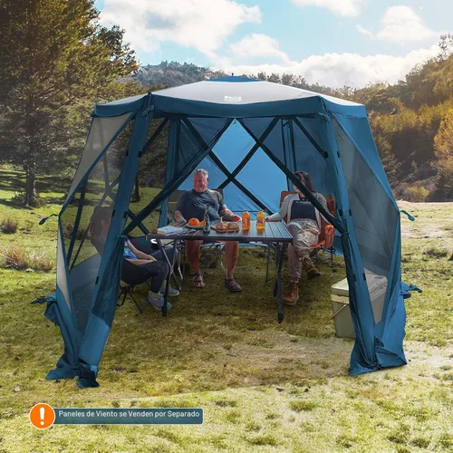 Miniatura 2 de Timber Ridge Gazebo desplegable, casa portátil de pantalla instantánea con malla, fácil de instalar en 60 segundos, mide 12.1' x 10.5' x 7.2', se