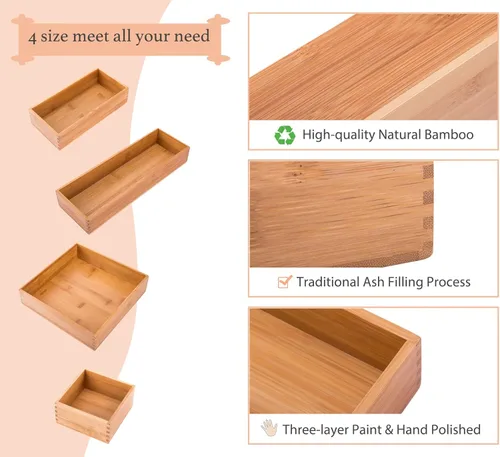 Miniatura 3 de Caja organizadora de bambú para guardar ropa y joyas Caddy Cajas organizadoras cuadradas Cajas de almacenamiento de madera para snacks y nueces