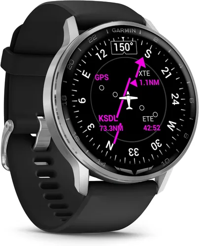 Miniatura 3 de Garmin D2™ Air X15, reloj inteligente de aviador versátil con GPS, linterna LED, características de salud y fitness, clima de aviación, Plateado