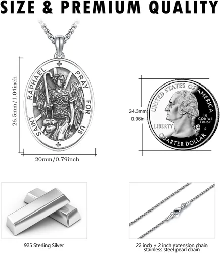 Miniatura 375 de Collar de plata de ley 925 con medalla de San Patrón, colgante de protección católica, amuleto, joyería religiosa para hombres y mujeres