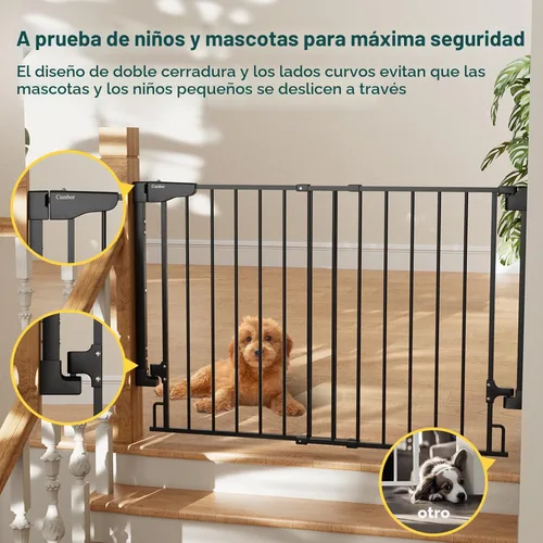 Miniatura 7 de Cumbor 29.2–43" Puerta de bebé para escaleras, de montaje en pared (se requiere taladrar), puerta para perros expandible sin barra inferior, puerta