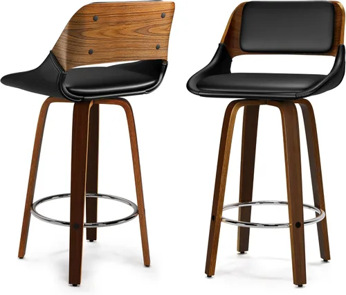Miniatura 15 de SIMPLIHOME Randolph Taburetes de mostrador (juego de 2) – asientos de cocina tapizados de madera curvada de 28 pulgadas de altura de asiento