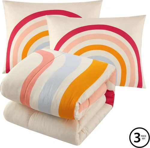 Miniatura 2 de Heritage Kids Easy Wash - Juego de edredón de microfibra ultra suave y acogedor con edredón y 2 fundas de almohada, diseño moderno de arcoíris