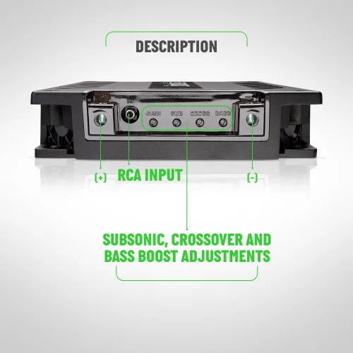 Miniatura 5 de Banda Audiopart BEAT 3001 Amplificador de coche 3000 W RMS Monoblock Clase D 1 Ohm Amplificador de audio de coche de rango completo, amplificador