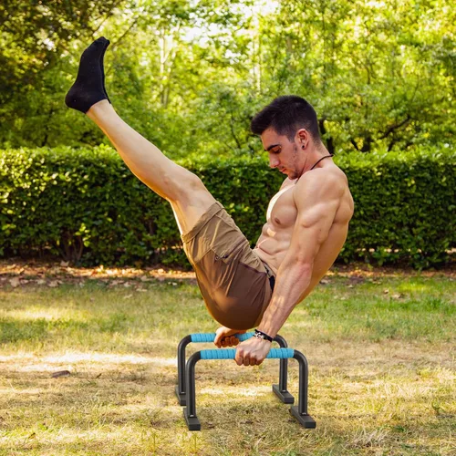 Miniatura 5 de Paraletas de entrenamiento de fuerza, barras de flexión, asas de flexiones, equipo de calistenia para entrenamiento en casa, barras de gimnasia Negro