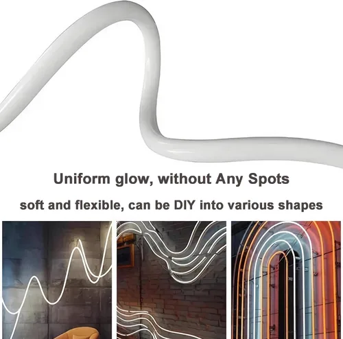Miniatura 4 de JARBIH Tubo de neón LED redondo de 360 ° de 16.4 pies, canal difusor de silicona, cinta de tubo de neón flexible IP65, cubierta de tira de luz