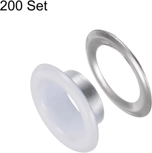 Miniatura 3 de HARFINGTON Juego de 200 ojales redondos de color de 0.394 pulgadas, ojales metálicos con arandelas para álbumes de recortes, zapatos, ropa, lona