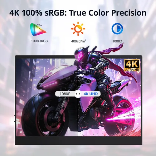 Miniatura 2 de AYY Monitor portátil 4k, pantalla táctil de 13.4" 3840x2160 Segunda pantalla 100% sRGB, 400cd HDR USB C Ultra Slim IPS Monitor portátil para Mac