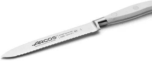Miniatura 3 de Arcos Cuchillo forjado dentado de acero inoxidable de nitrum de 5 pulgadas y hoja de 5.118 in. Mango ergonómico POM de polioximetileno. Serie Blanco