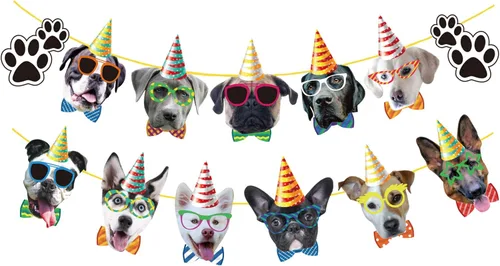 Miniatura 10 de TSJ Cartel de cumpleaños de perro, decoración de fiesta temática de perro, suministros de fiesta de cachorros para fiesta de cumpleaños, baby shower