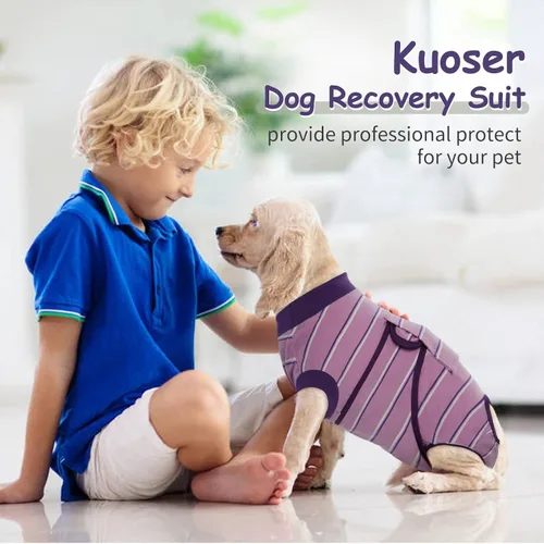 Miniatura 8 de Kuoser - Traje de recuperación para cirugía de perro, traje de recuperación suave y transpirable para perros hembra esterilizados y machos Rayas