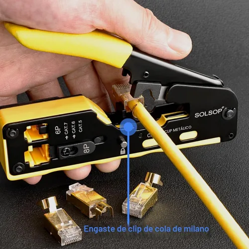 Miniatura 4 de Solsop Herramienta de Engaste RJ45 Herramienta de Engaste de Paso Herramienta de Engaste Cat5e Cat5 CAT6