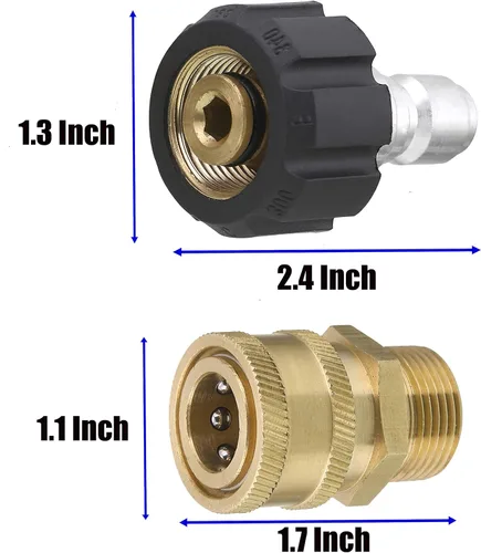 Miniatura 5 de Tool Daily juego de adaptador para lavadora a presión, ajuste de M22 de 14 mm a adaptadores de conexión rápida de 3/8 pulgadas, 5000 PSI