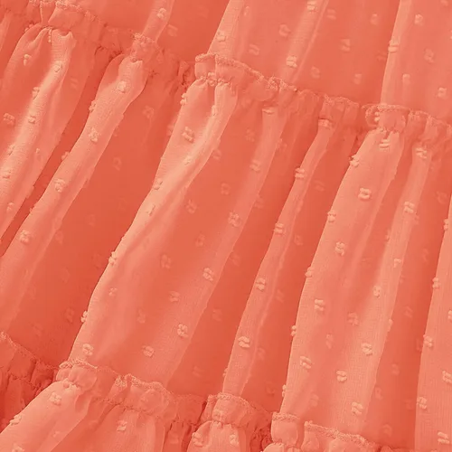 Miniatura 5 de AGQT Vestido de fiesta plisado con volantes de manga corta para niñas pequeñas, diseño de lunares suizos, con vuelo, talla 1-6T