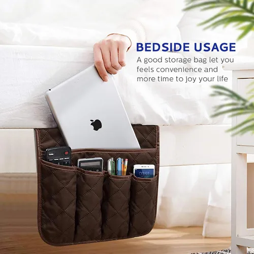 Miniatura 2 de Organizador de reposabrazos para sofá antideslizante, organizador de almacenamiento para sillón y junto a la cama para sofá reclinable con 5 Marrón