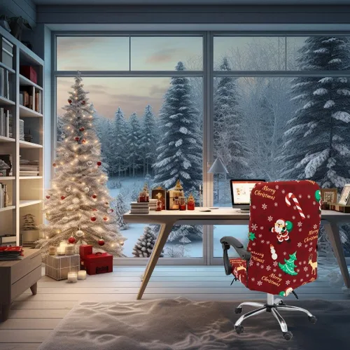 Miniatura 2 de Fundas navideñas para silla de oficina, funda protectora universal elástica para silla de jefe de respaldo alto moderno y sencillo (XMAS01, L)