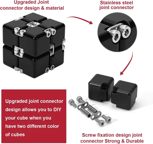 Miniatura 3 de Lifidea Cubo infinito de metal de aleación de aluminio (6 colores) juguete de escritorio de mano con estuche genial, cubo mágico infinito, alivia