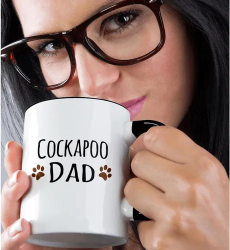 Miniatura 2 de 3dRose Cockapoo Dog Dad - Taza de 11 onzas, color negro