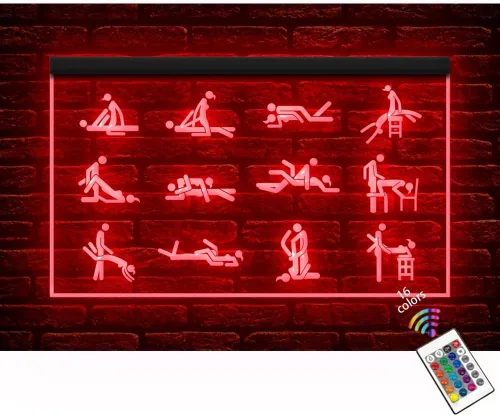 180029 Sex Funny Posture - Letrero de neón con luz nocturna LED para adultos, tienda de tienda, bar, pub, hombre, cueva, (12 x 8 pulgadas, 16 16