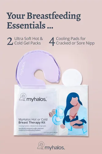 Miniatura 3 de MyHalos Paquete de terapia de senos – 2 paquetes de terapia de mama caliente y frío y 4 almohadillas de hidrogel para pezones para lactancia materna