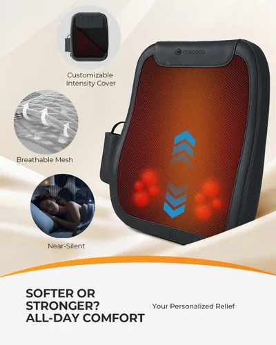 Miniatura 4 de CooCoCo Masajeador Shiatsu de Espalda con Calor, Elegible para FSA, Masajeador de Espalda Baja para Alivio del Dolor de Tejido Profundo, Masaje