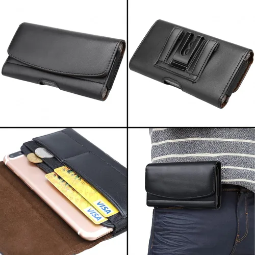 Miniatura 7 de Funda horizontal universal para teléfono celular con trabillas para cinturón y ranuras para tarjetas para teléfono móvil - XL